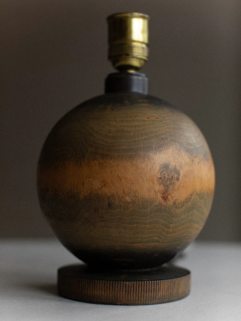 Vintage Art Deco 1920's Globe Wood Table Lamp
