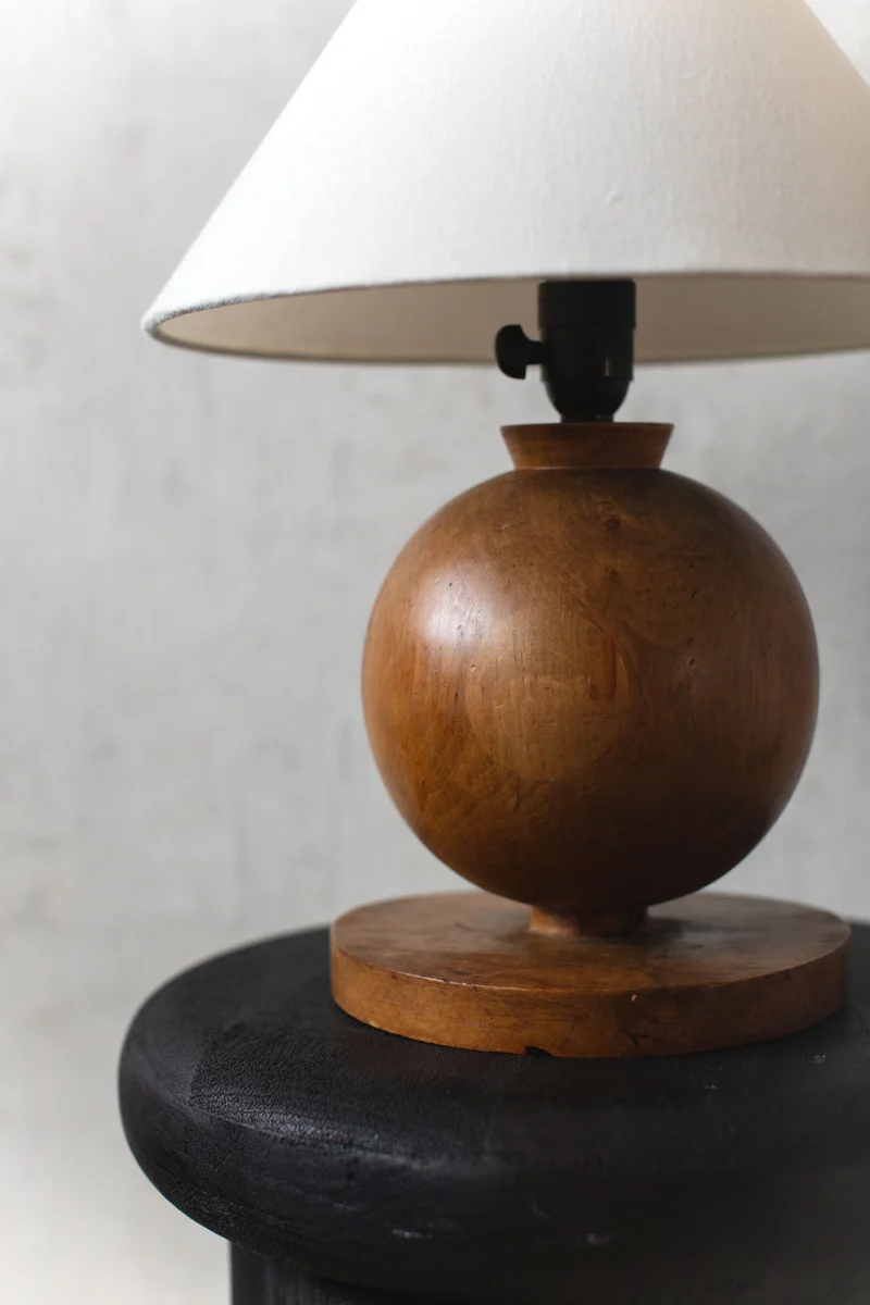 Vintage 1920's Art Deco Wood Table Lamp, 1920s
