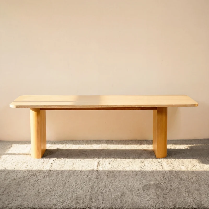 Ovelo Dining Table Oak wood with travertine top